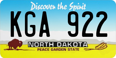 ND license plate KGA922