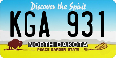 ND license plate KGA931