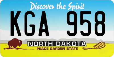 ND license plate KGA958