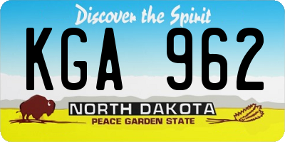 ND license plate KGA962