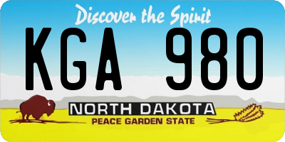 ND license plate KGA980