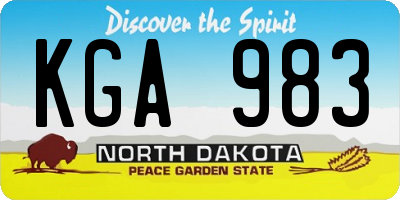 ND license plate KGA983