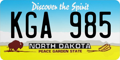 ND license plate KGA985