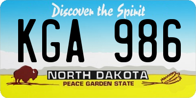 ND license plate KGA986
