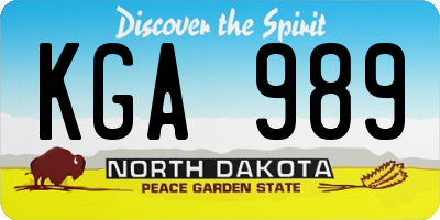 ND license plate KGA989