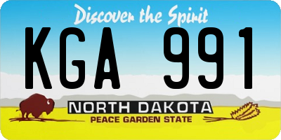 ND license plate KGA991