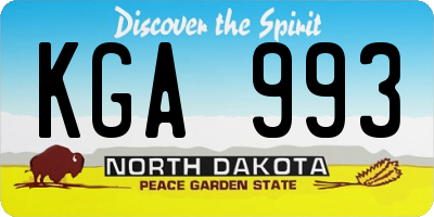 ND license plate KGA993