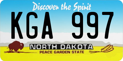 ND license plate KGA997