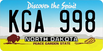 ND license plate KGA998