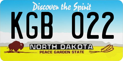 ND license plate KGB022
