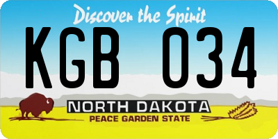 ND license plate KGB034