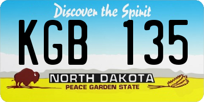 ND license plate KGB135