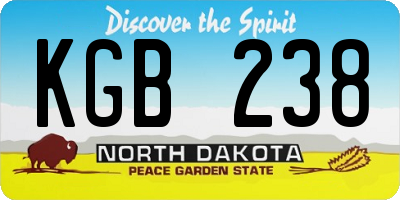 ND license plate KGB238