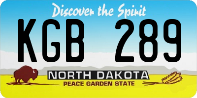 ND license plate KGB289