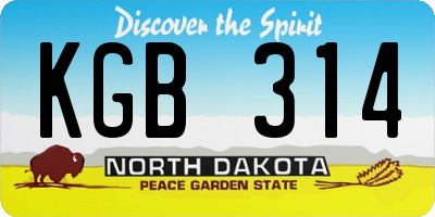 ND license plate KGB314