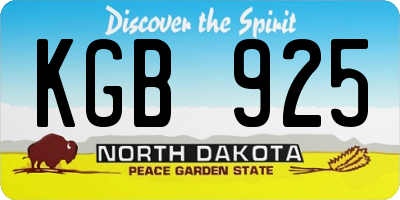 ND license plate KGB925