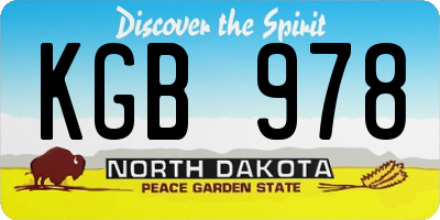 ND license plate KGB978