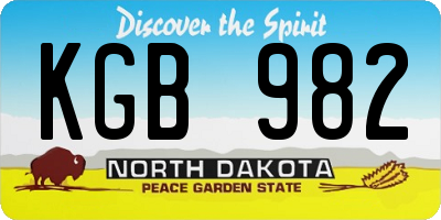 ND license plate KGB982
