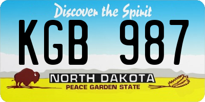 ND license plate KGB987