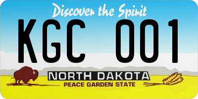 ND license plate KGC001