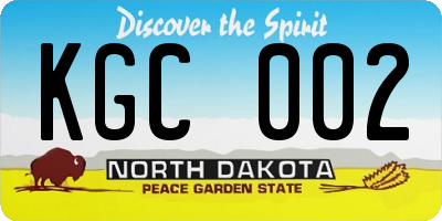 ND license plate KGC002