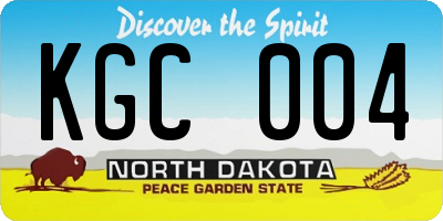 ND license plate KGC004