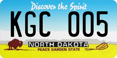 ND license plate KGC005