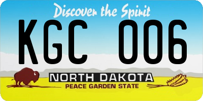 ND license plate KGC006