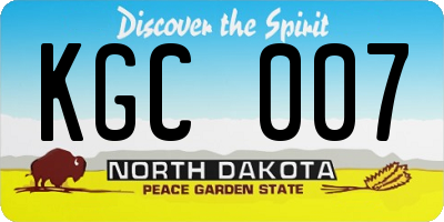 ND license plate KGC007