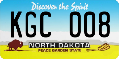 ND license plate KGC008