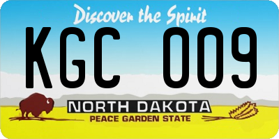 ND license plate KGC009
