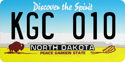 ND license plate KGC010