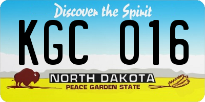 ND license plate KGC016