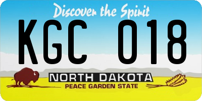 ND license plate KGC018
