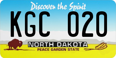 ND license plate KGC020