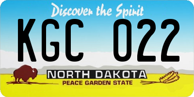 ND license plate KGC022