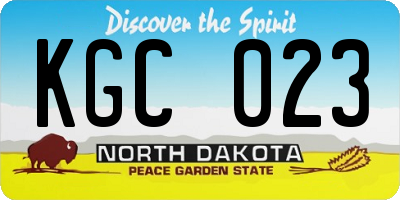 ND license plate KGC023