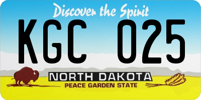 ND license plate KGC025
