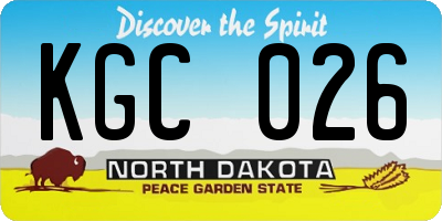 ND license plate KGC026