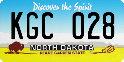 ND license plate KGC028