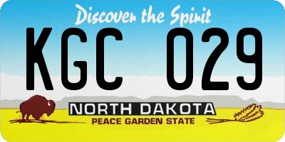 ND license plate KGC029