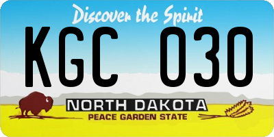 ND license plate KGC030