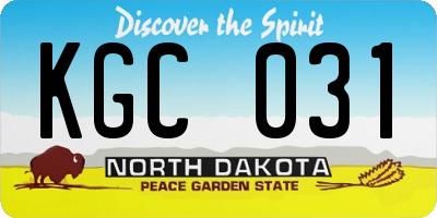 ND license plate KGC031
