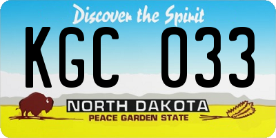 ND license plate KGC033
