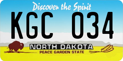 ND license plate KGC034