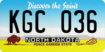 ND license plate KGC036