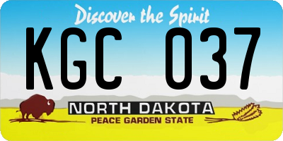 ND license plate KGC037