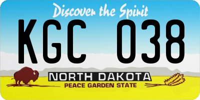 ND license plate KGC038