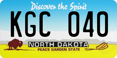 ND license plate KGC040