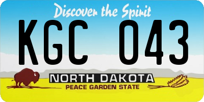 ND license plate KGC043